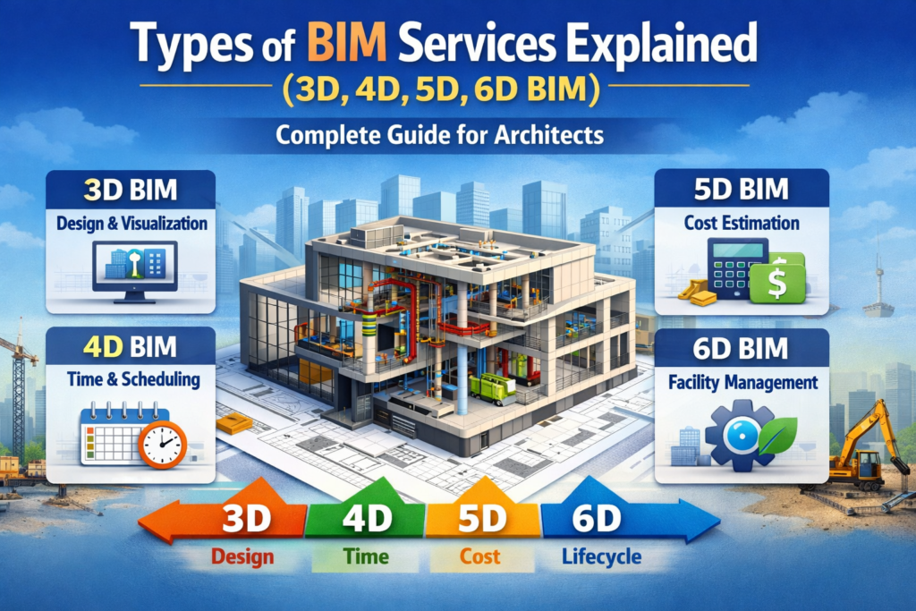 Types of BIM Services Explained (3D, 4D, 5D, 6D BIM): Complete Guide for Architects